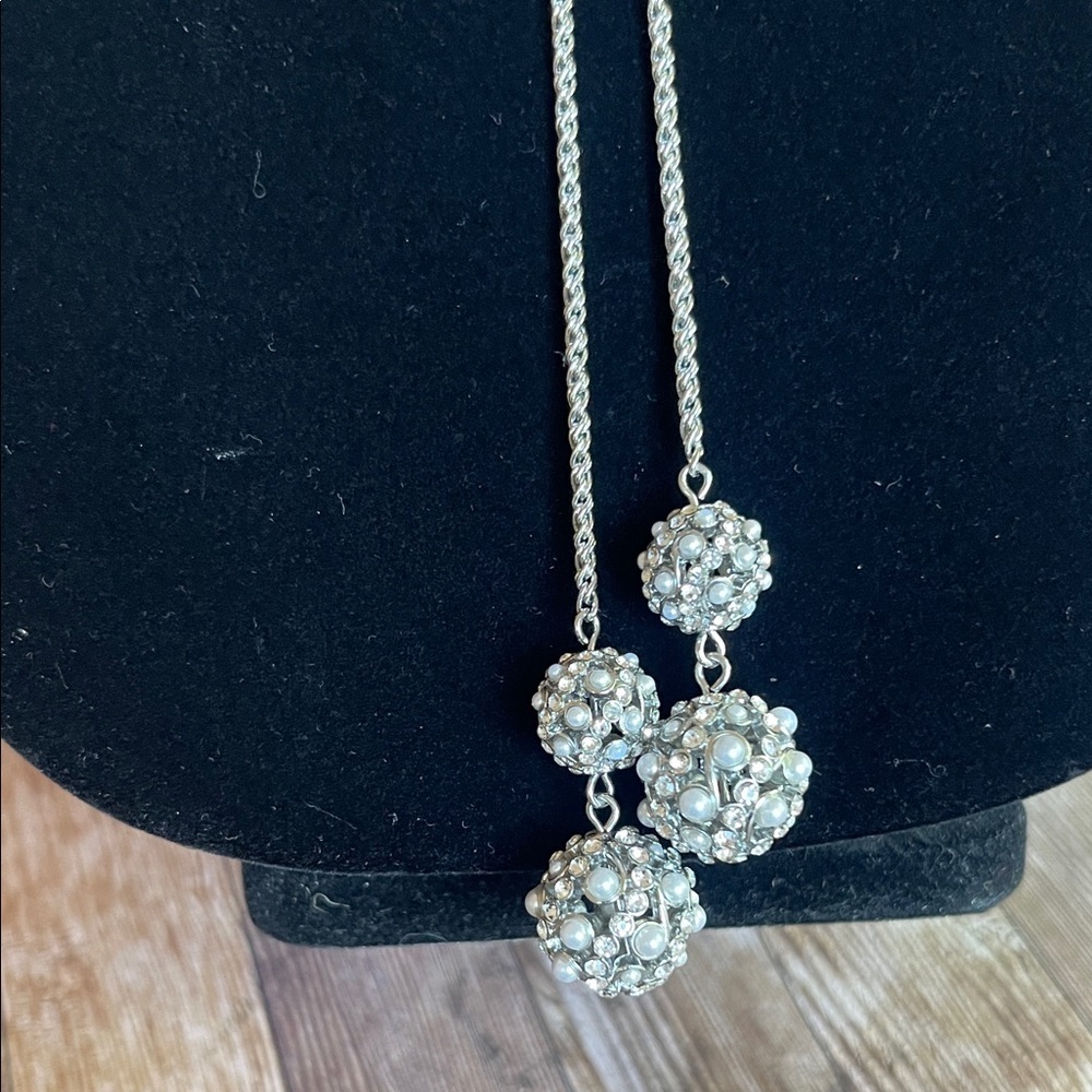 Charter Club Silver Necklace with Crystal Drops - Picture 2 of 5